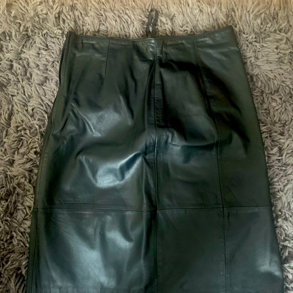 Black leather skirt , size 12